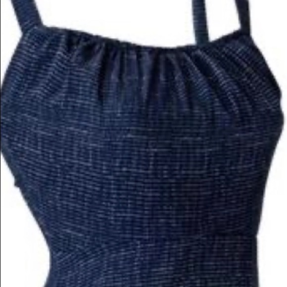 Navy dotted peplum tank blouse -size 8 - Picture 10 of 13